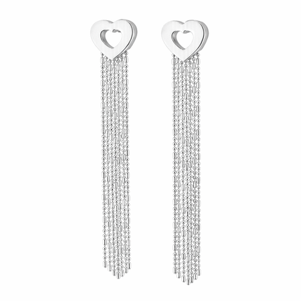 Herz-Ohrstecker mit Fransen - Sterling Silber