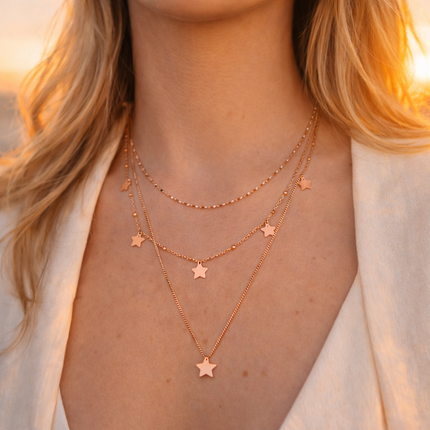 Mehrlagige Layering Halskette mit Anhänger - Sterling Silber