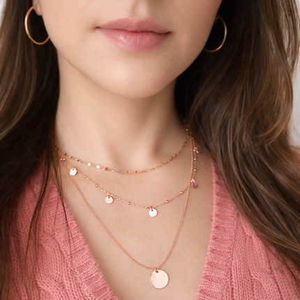 Mehrlagige Layering Halskette mit Anhänger - Sterling Silber