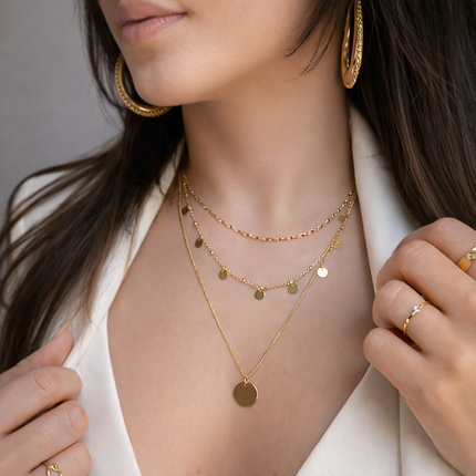 Mehrlagige Layering Halskette mit Anhänger - Sterling Silber