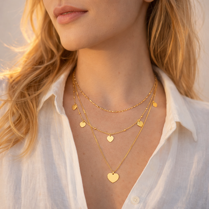 Mehrlagige Layering Halskette mit Anhänger - Sterling Silber