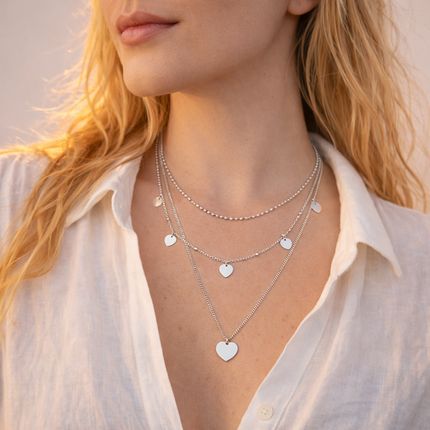 Mehrlagige Layering Halskette mit Anhänger - Sterling Silber