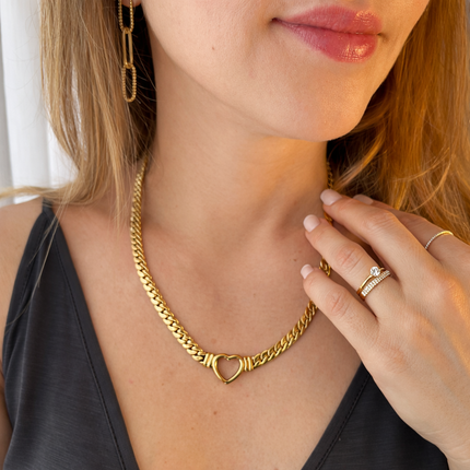 Breite Herzhalskette - wasserfest