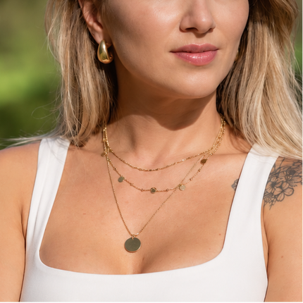 Mehrlagige Layering Halskette mit Anhänger - Sterling Silber