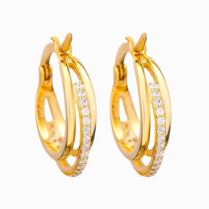 Dreifache Zirkonia-Creolen - Sterling Silber