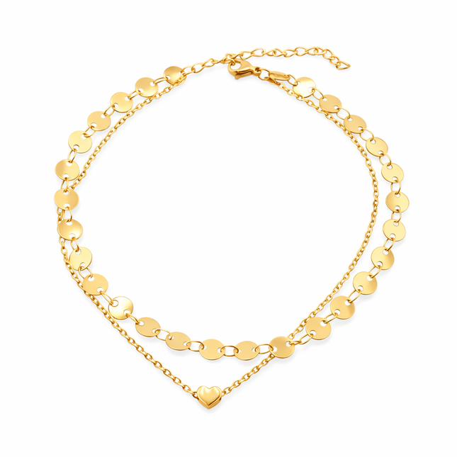 Mehrlagige Fußkette aus Kreisen - wasserfest