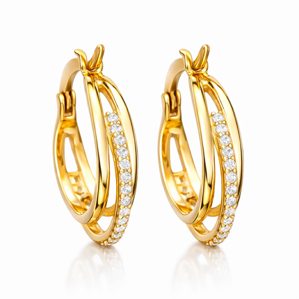 Dreifache Zirkonia-Creolen - Sterling Silber