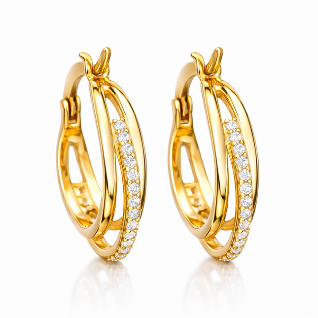 Dreifache Zirkonia-Creolen - Sterling Silber