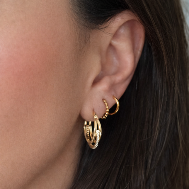 Dreifache Zirkonia-Creolen - Sterling Silber