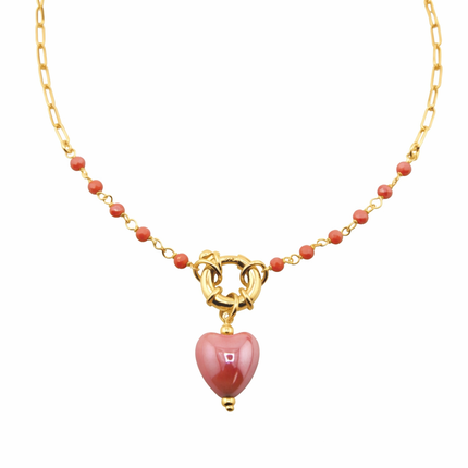 Halskette mit orangenem Herz - Sterling Silber