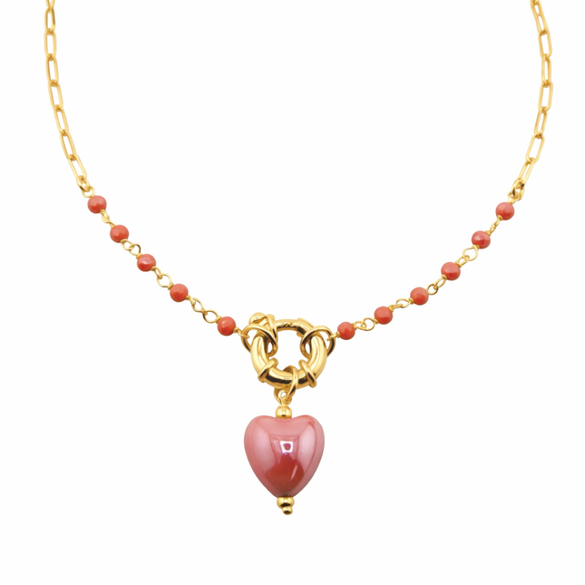 Halskette mit orangenem Herz - Sterling Silber