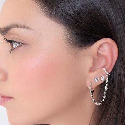 Zirkonia Ear Cuff im Kettendesign - Sterling Silber
