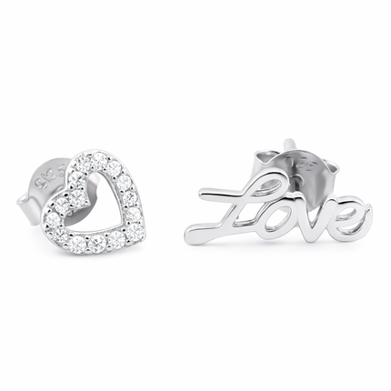 Ohrstecker mit Love-Schriftzug - Sterling Silber