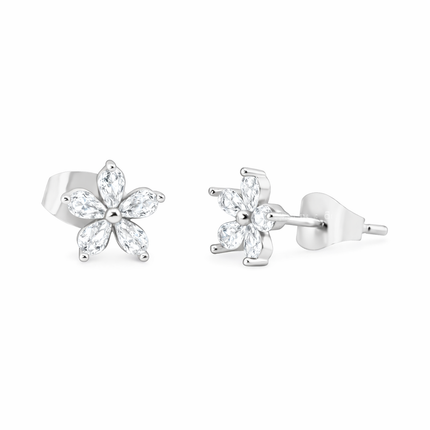 Zirkonia-Blumen Ohrstecker - Sterling Silber