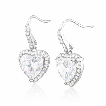 Tropfen-Ohrhänger mit Zirkonia-Herz - Sterling Silber