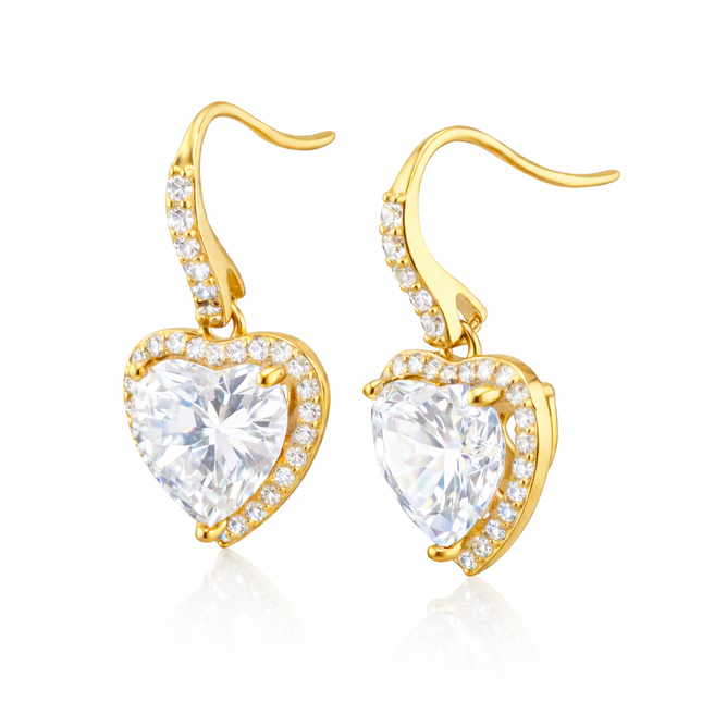 Tropfen-Ohrhänger mit Zirkonia-Herz - Sterling Silber