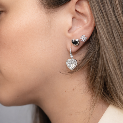 Tropfen-Ohrhänger mit Zirkonia-Herz - Sterling Silber