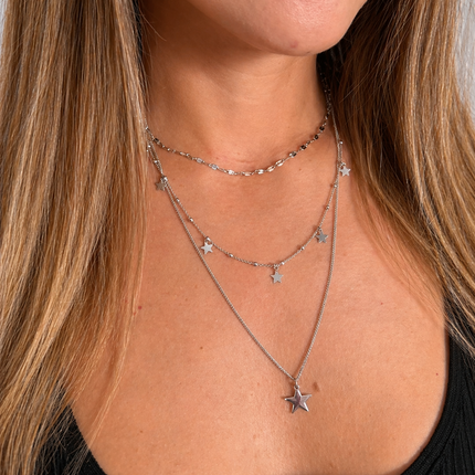 Mehrlagige Layering Halskette mit Anhänger - Sterling Silber