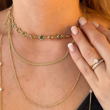 Halskette mit bunten Steinen - Sterling Silber