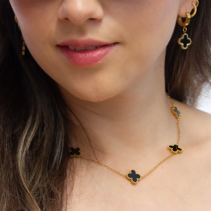 Black Clover jewelry set with hanging<tc>Earrings</tc> - waterproof