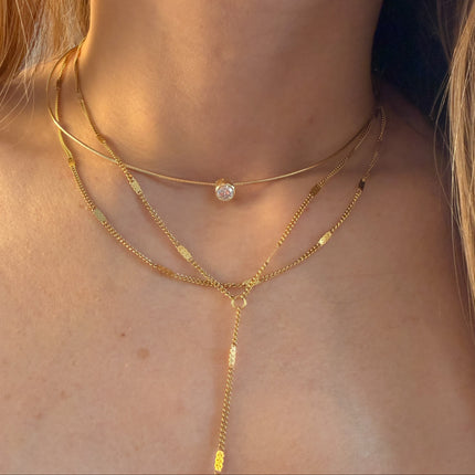 Solitär-Halskette mit Zirkonia  - Sterling Silber