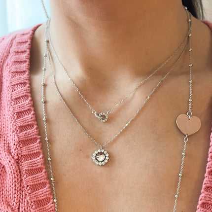 Halskette mit verbundenen Ringen Zirkonia - Sterling Silber