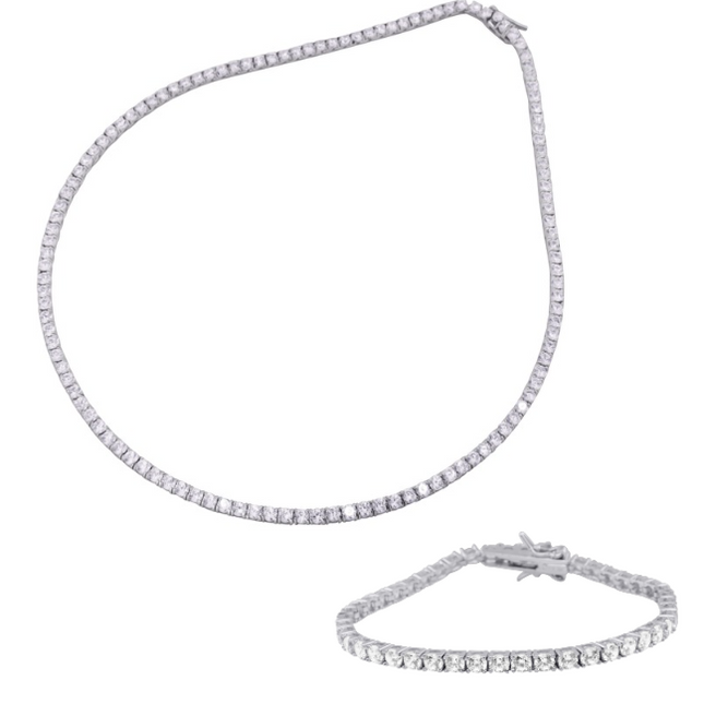 Tennis Schmuckset 3 mm - Sterling Silber