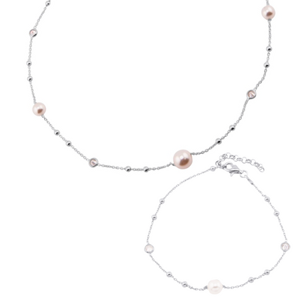 Strahlende Perlenkugeln Schmuckset - Sterling Silber