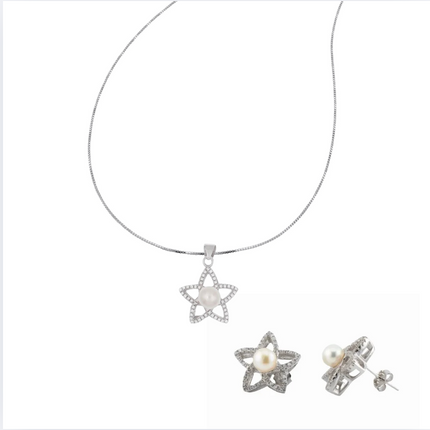 Blütenperle Schmuckset - Sterling Silber