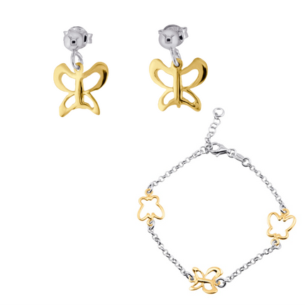 Duo-Schmetterling Schmuckset - Sterling Silber