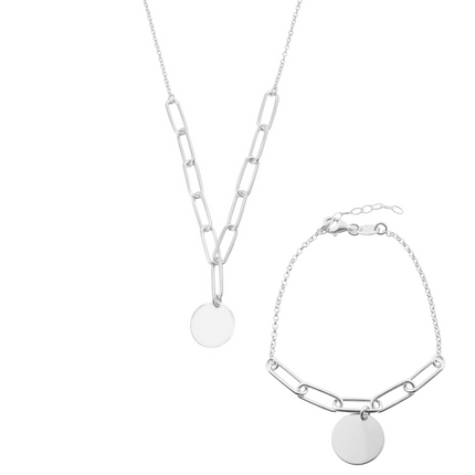 Schmuckset mit Plättchen-anhänger - Sterling Silber