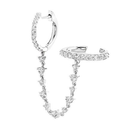 Zirkonia Ear Cuff im Kettendesign - Sterling Silber