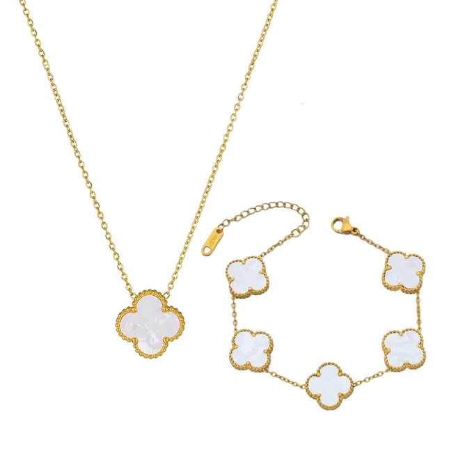 Schmuck-Set Perlmutt Clover 2 - wasserfest